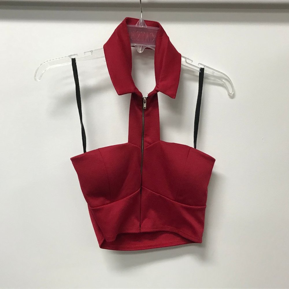 😀 NWOT B Envied Red Cut Out Crop Top Made in USA